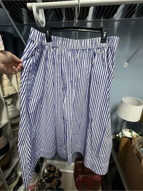 St. John's Bay Blue and White Striped A-Line Skirt